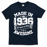 90th Birthday Vintage Crown Made In 1936 90 Years Of Being Awesome T-Shirt