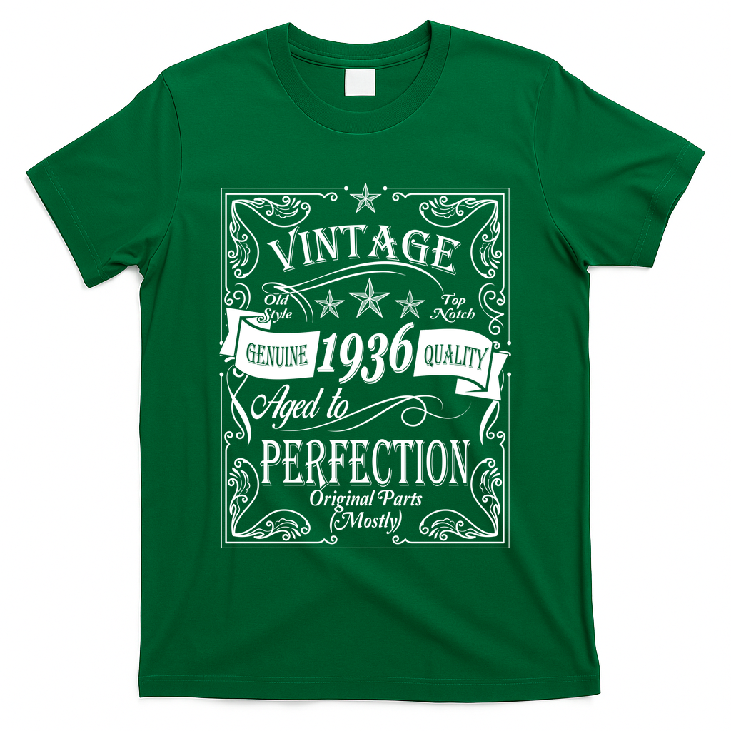 90th Birthday Vintage 1936 Genuine Quality Age To Perfection Original Parts Mostly T-Shirt