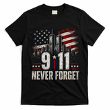 9/11 Never Forget American Flag Memorial Tribute 911 T-Shirt - Black