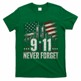 9/11 Never Forget American Flag Memorial Tribute 911 T-Shirt - Irish Green