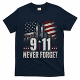 9/11 Never Forget American Flag Memorial Tribute 911 T-Shirt - Navy Blue