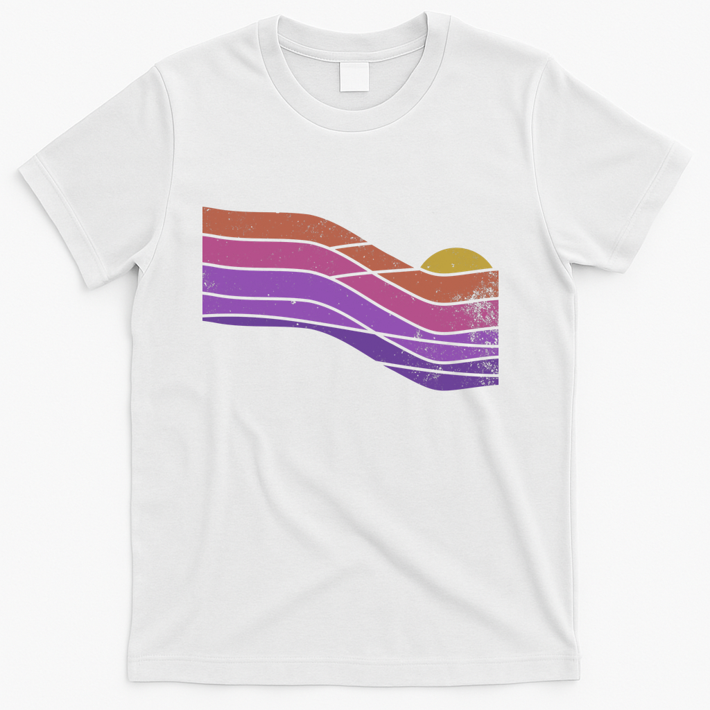 90s Retro Sunset Illustration - Vintage Aesthetic Surf Art - White