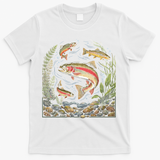 90s River Wildlife Fishing Vintage Rainbow Trout T-Shirt - White