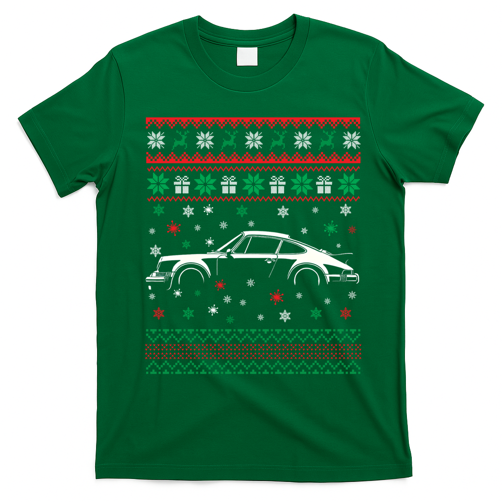 911 Silhouette Ugly Christmas Car Lover Gifts Swea T-Shirt - Irish Green