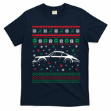 911 Silhouette Ugly Christmas Car Lover Gifts Swea T-Shirt - Navy Blue