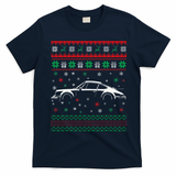 911 Silhouette Ugly Christmas Sweater Car Lover Gifts T-Shirt - Navy Blue