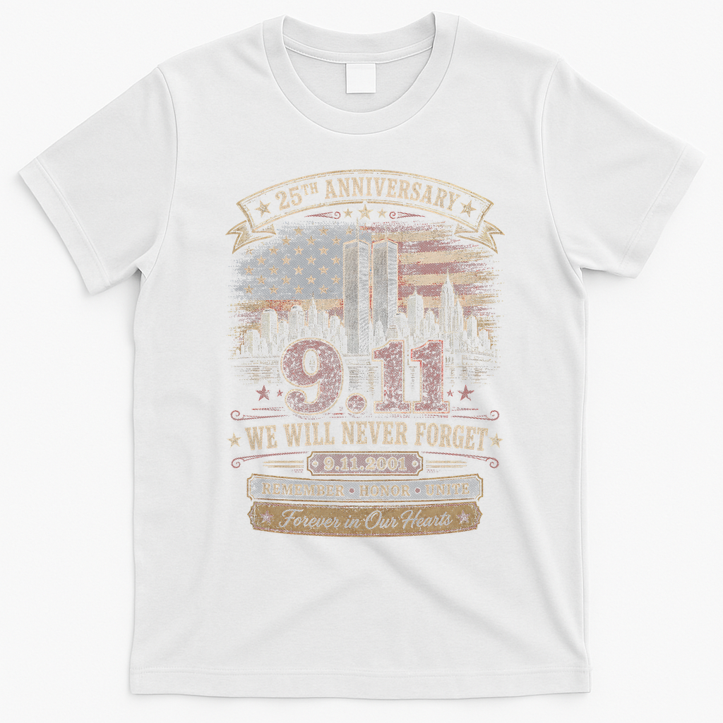 9.11 We Will Never Forget 25th Anniversary T-Shirt - White