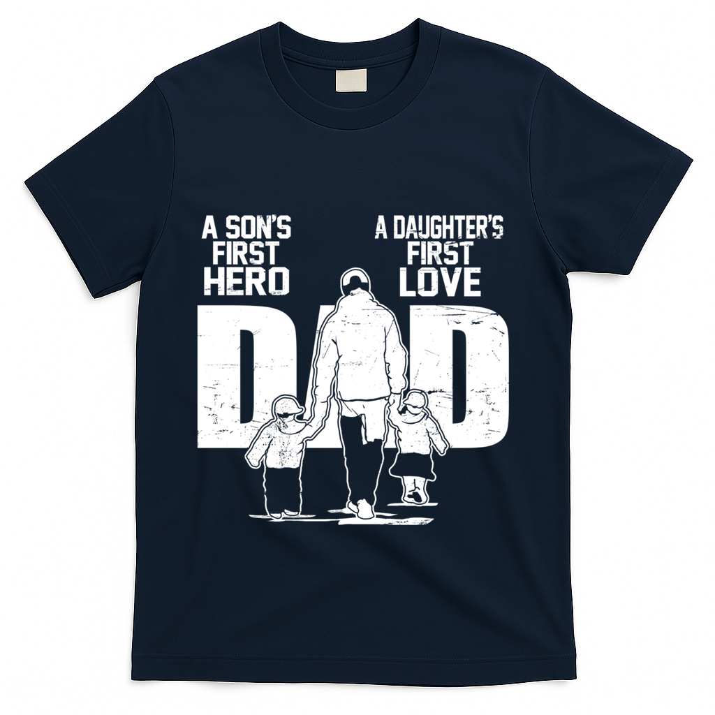 Dad A Sons First Hero Daughters First Love FatherS Day Gift T-Shirt
