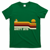 Amity 1975 Retro Sunset Sailboat Coastal Vibes T-Shirt - Irish Green
