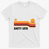 Amity 1975 Retro Sunset Sailboat Coastal Vibes T-Shirt - White