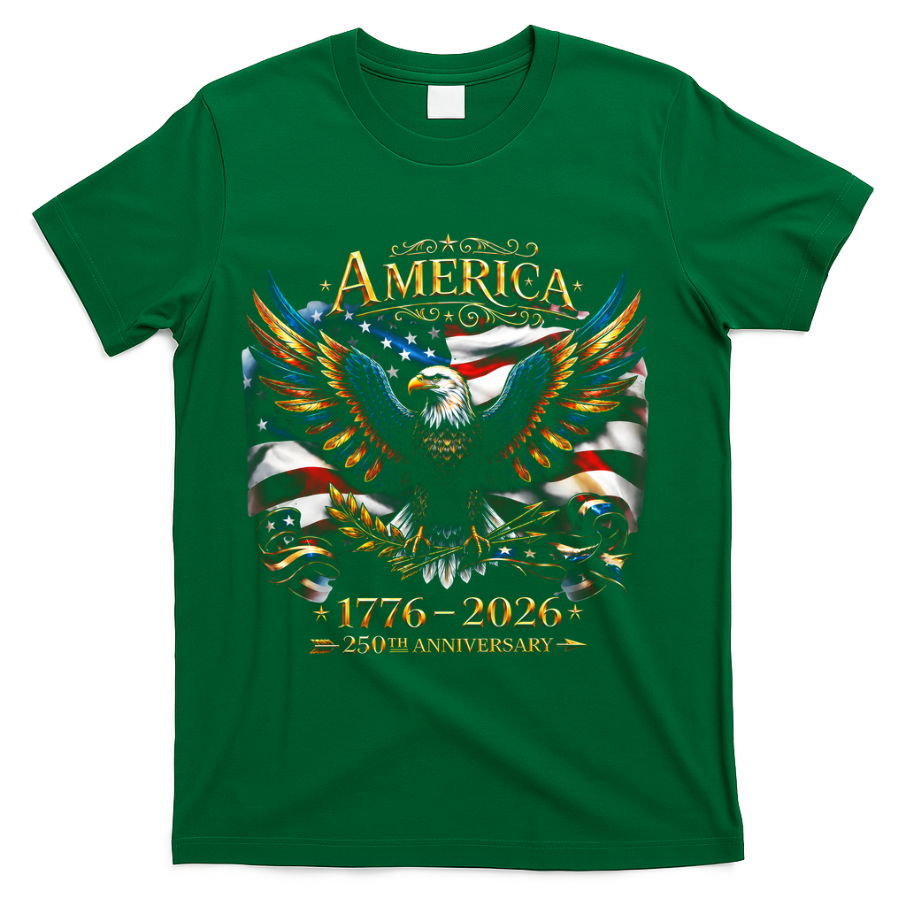 America 250th Anniversary 1776-2026 American Eagle T-Shirt - Green