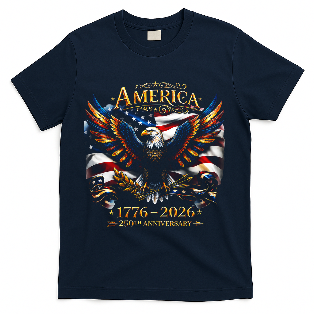 America 250th Anniversary 1776-2026 American Eagle T-Shirt - Navy