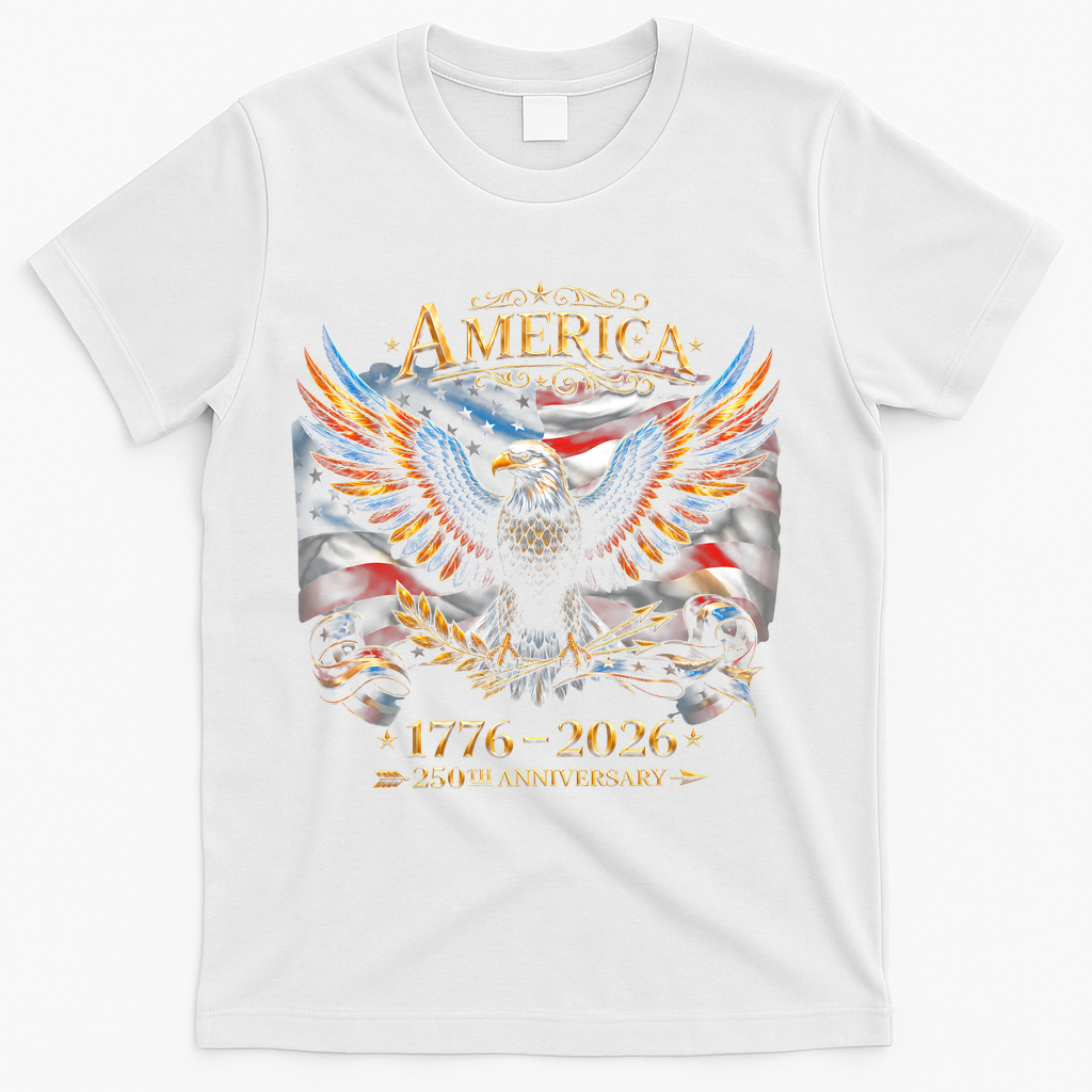 America 250th Anniversary 1776-2026 American Eagle T-Shirt - White