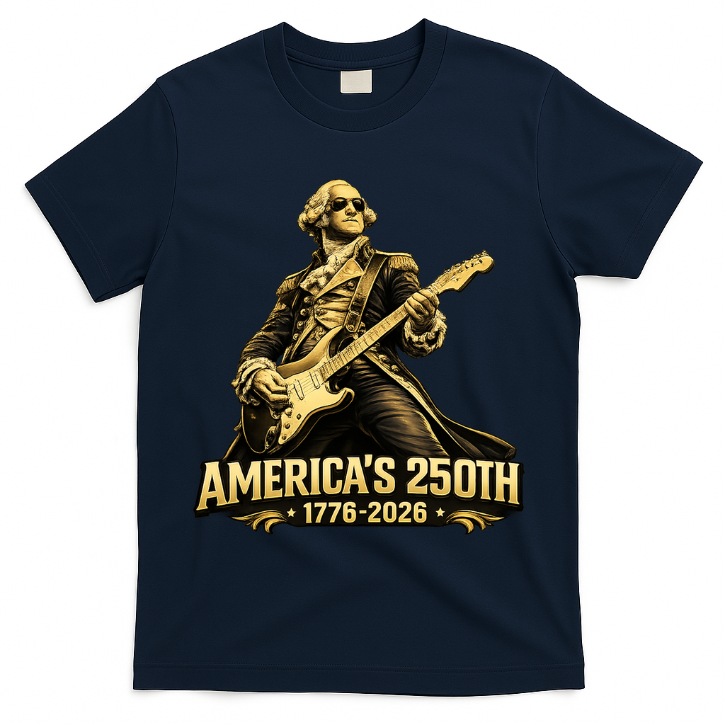 America's 250th Anniversary George Washington Rocker T-Shirt - Navy
