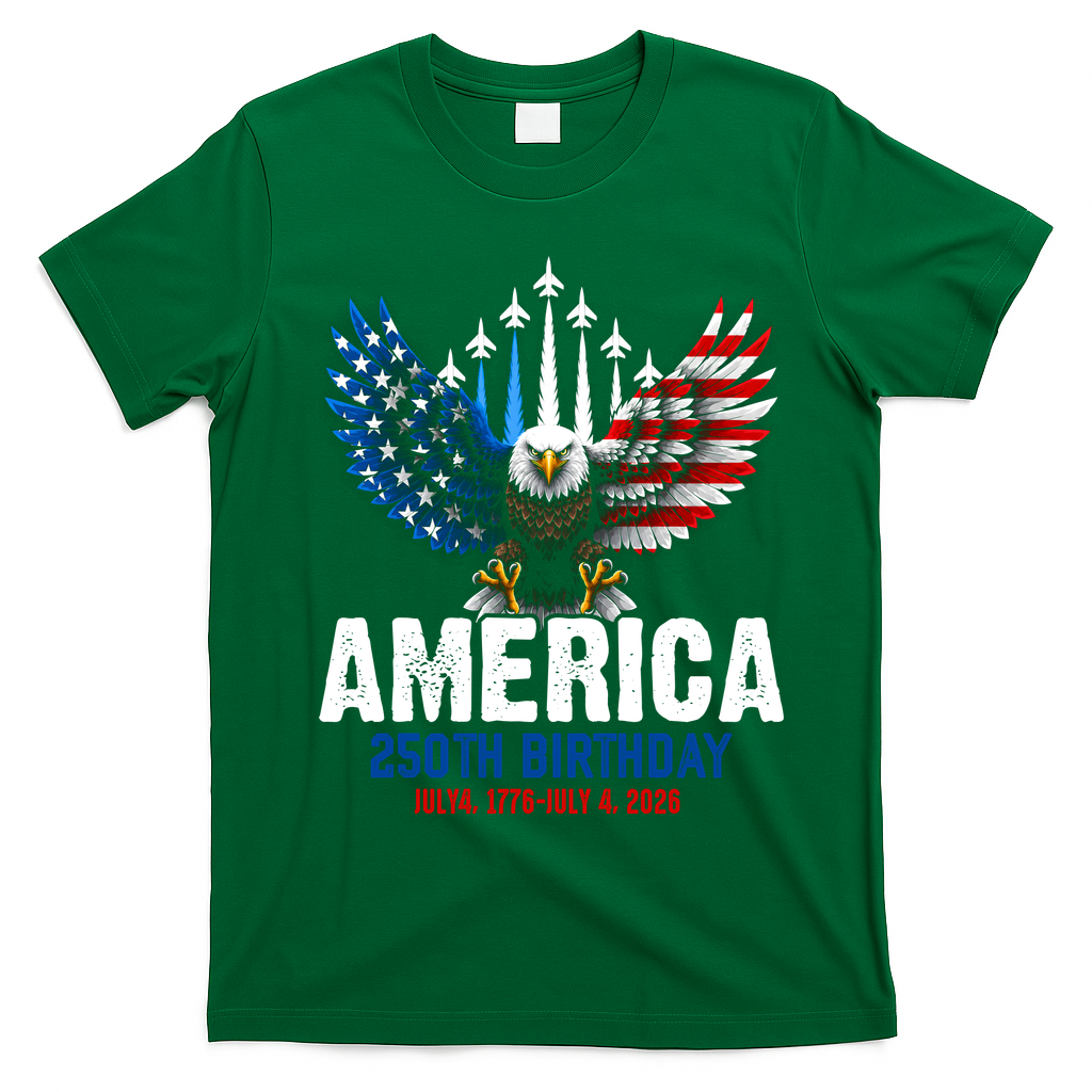 America's 250th Birthday Eagle Patriot Anniversary T-Shirt - Irish Green