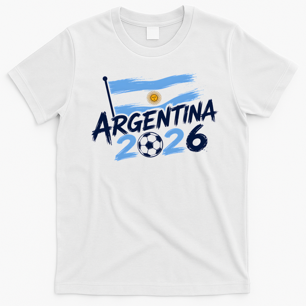 Argentina 2026 World Soccer Fan Apparel T-Shirt - White