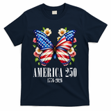America 250 Years 1776-2026 250th Anniversary Butterfly  T-Shirt - Navy