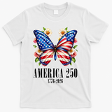 America 250 Years 1776-2026 250th Anniversary Butterfly  T-Shirt - White