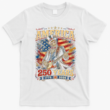 America 250 Years Celebration Rocker Skull Vintage T-Shirt - White