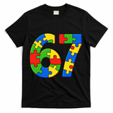 Autism 67 Puzzle 6-7 Meme Six Seven T-Shirt - Black