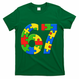 Autism 67 Puzzle 6-7 Meme Six Seven T-Shirt - Green