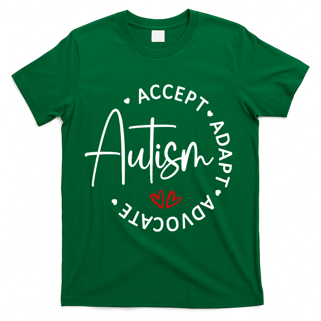 Autism Awareness Accept Adopt Advocate T-Shirt - Green