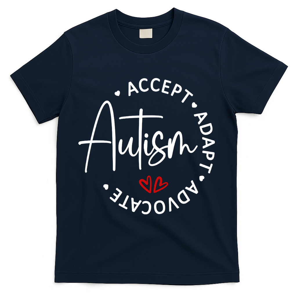 Autism Awareness Accept Adopt Advocate T-Shirt - Navy