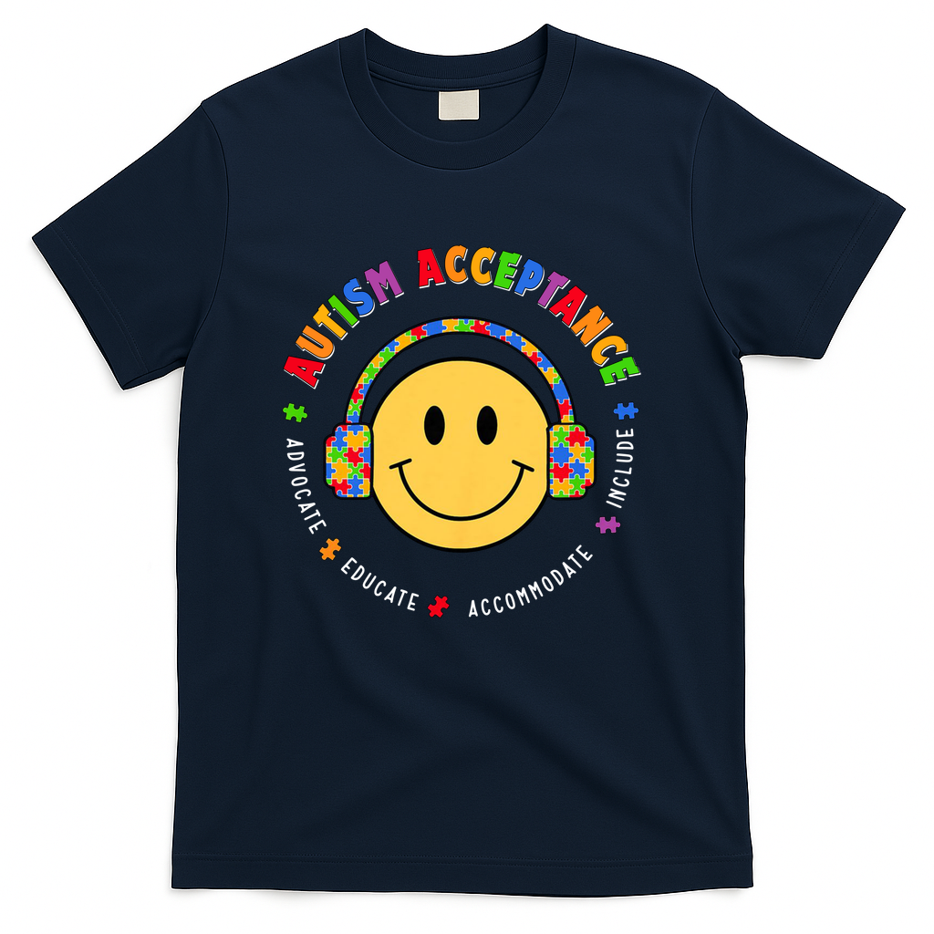 Autism Awareness Acceptance Special Education Teacher T-Shirt - Navy
