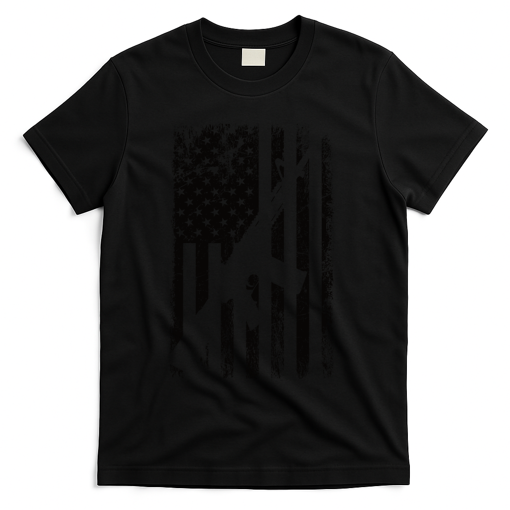 AR15 American Flag T-Shirt - Black