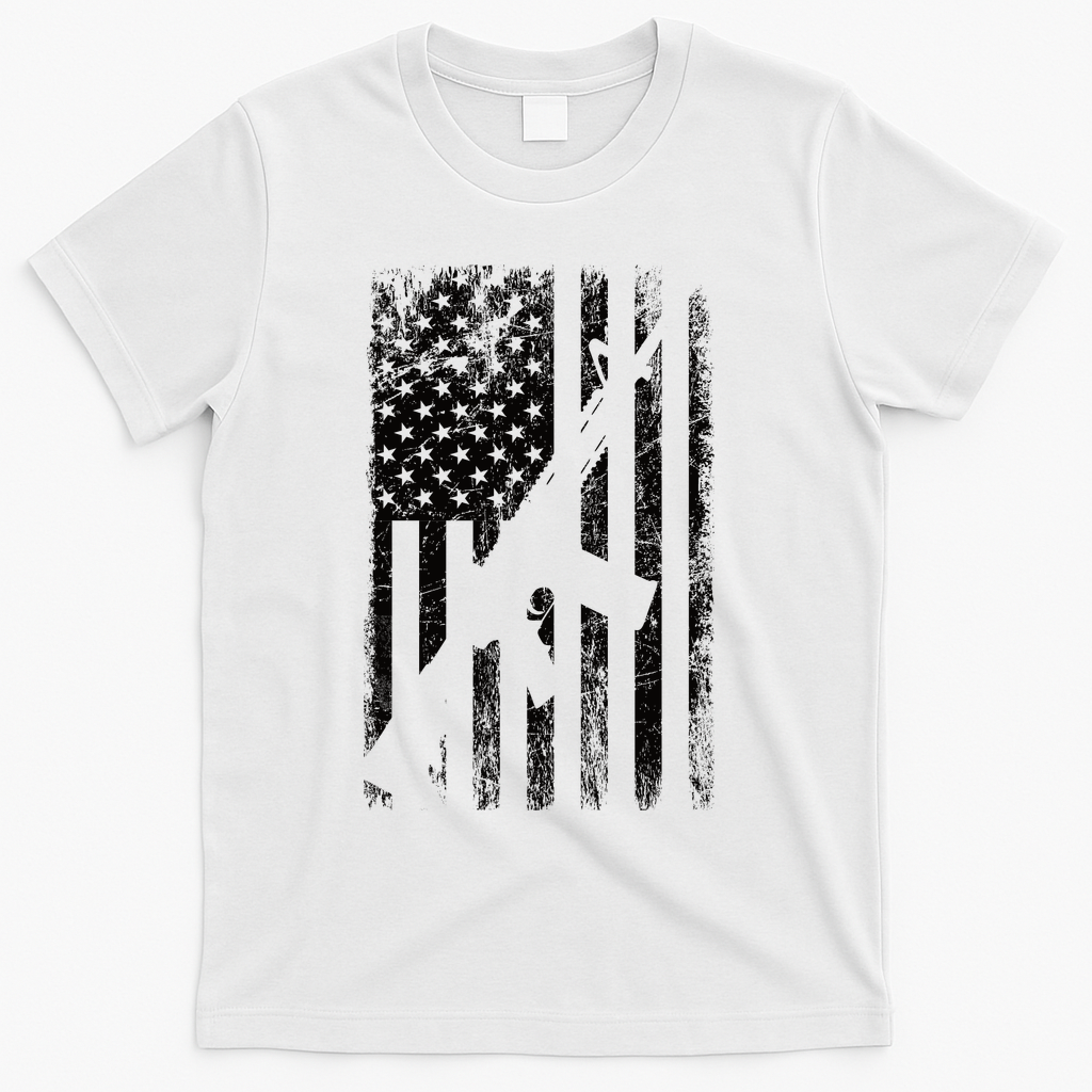 AR15 American Flag T-Shirt - White