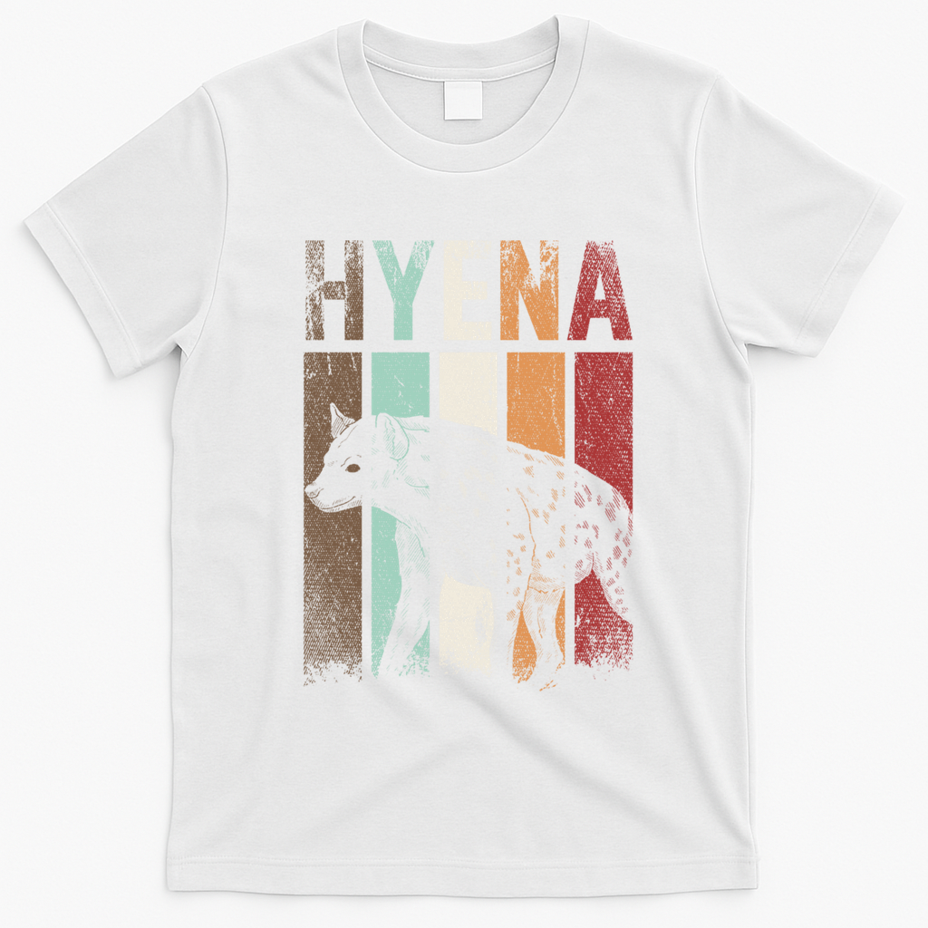 Africa Animal Gift Zoo Keeper Retro Hyena Funny Gift T-Shirt - White