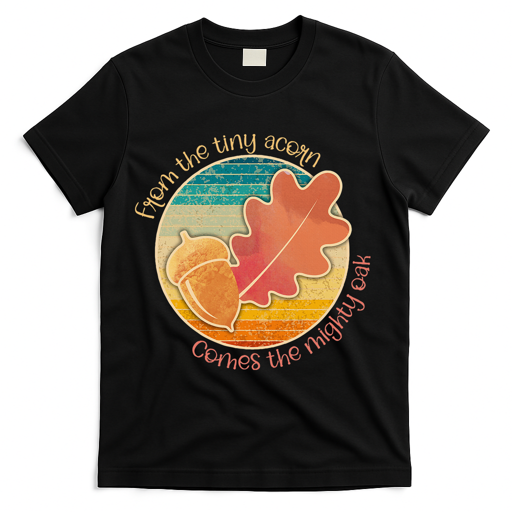 Acorn And Oak Leaf For Nature Lovers T-Shirt - Black