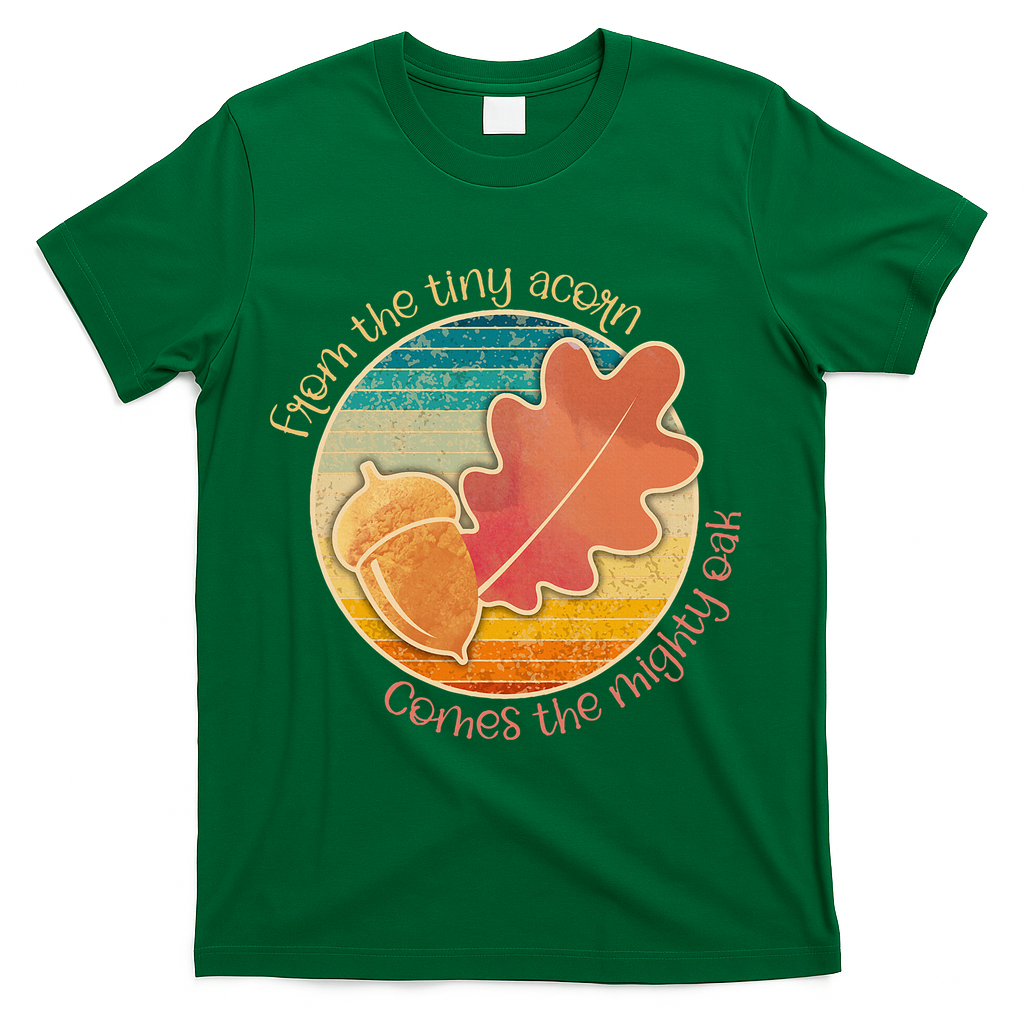 Acorn And Oak Leaf For Nature Lovers T-Shirt - Green