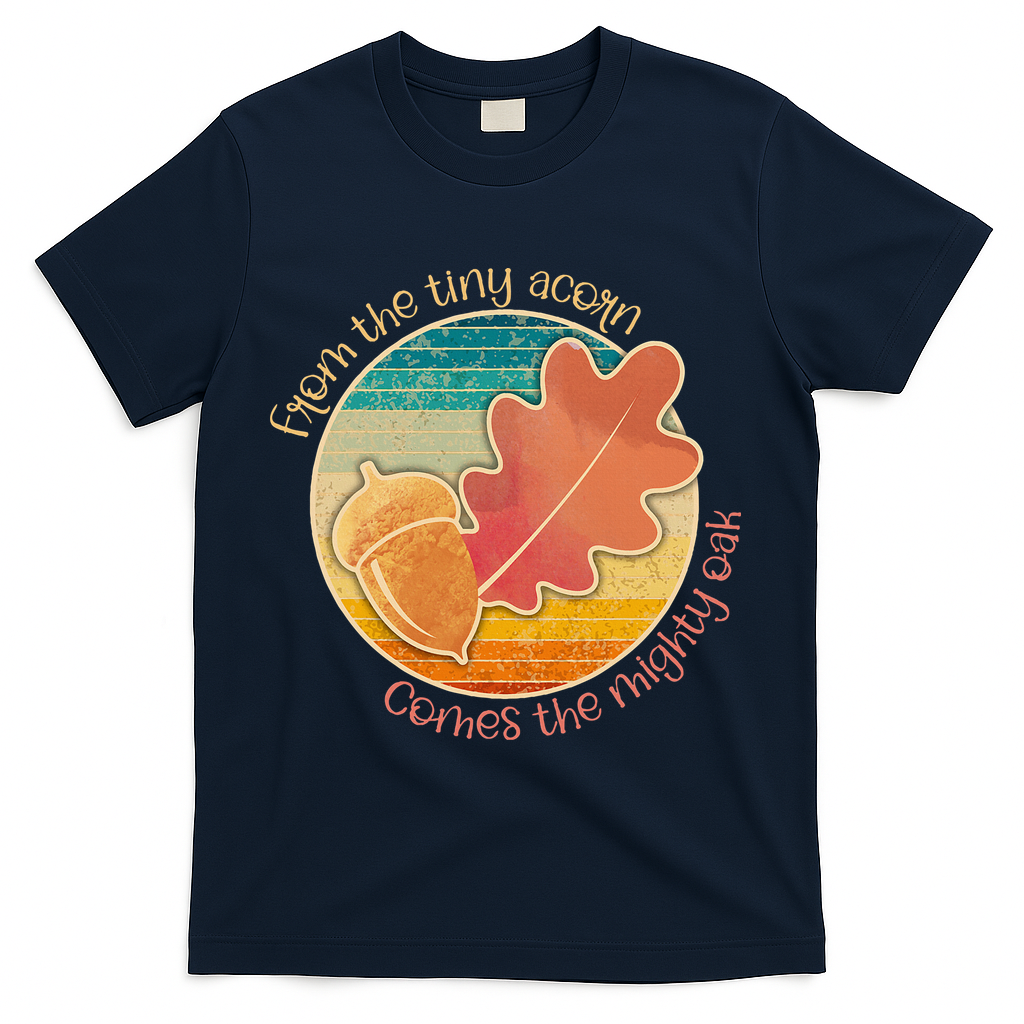 Acorn And Oak Leaf For Nature Lovers T-Shirt - Navy