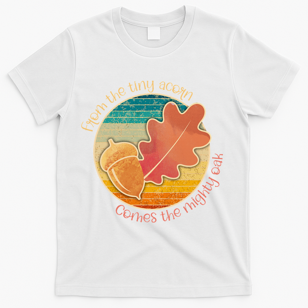 Acorn And Oak Leaf For Nature Lovers T-Shirt - White