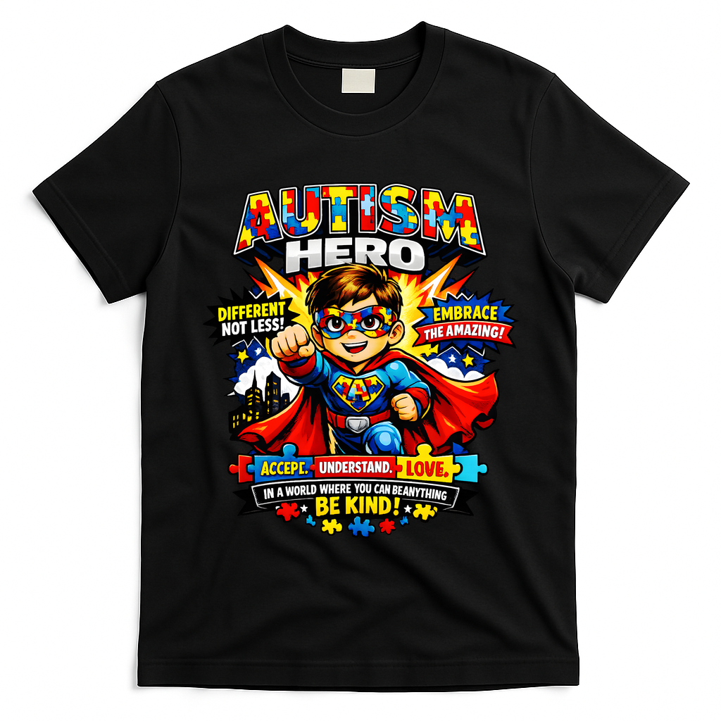 Autism Awareness Super Hero Quotes Acept Understand Love T-Shirt