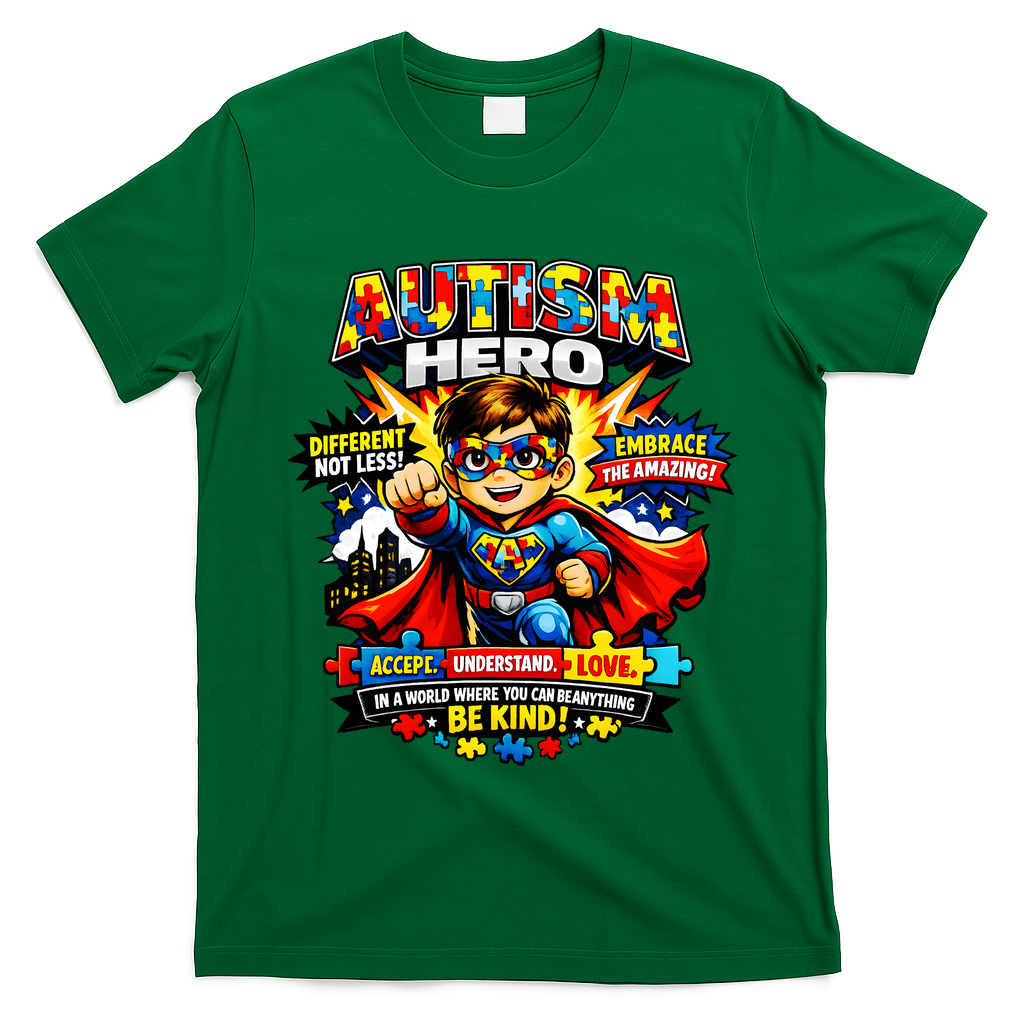 Autism Awareness Super Hero Quotes Acept Understand Love T-Shirt