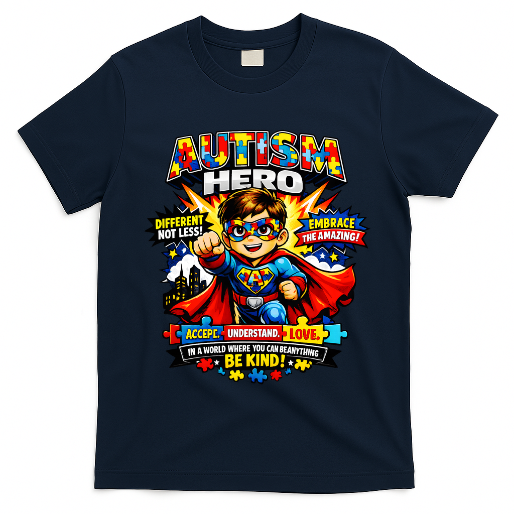 Autism Awareness Super Hero Quotes Acept Understand Love T-Shirt