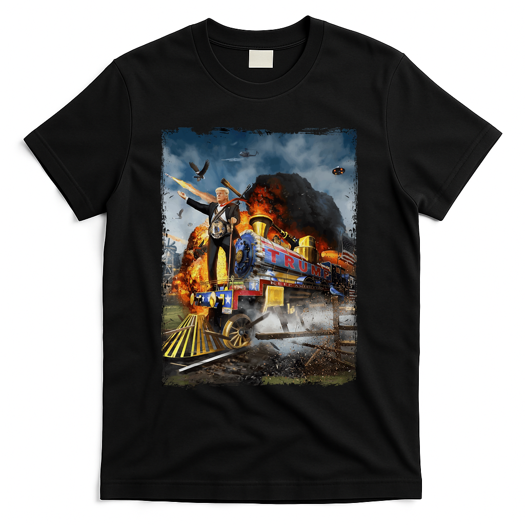 All Aboard The Trump Train Graphic Art T-Shirt - Black