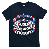 All American Teacher 4th July Bracelet Teacher Appreciation T-Shirt - Navy