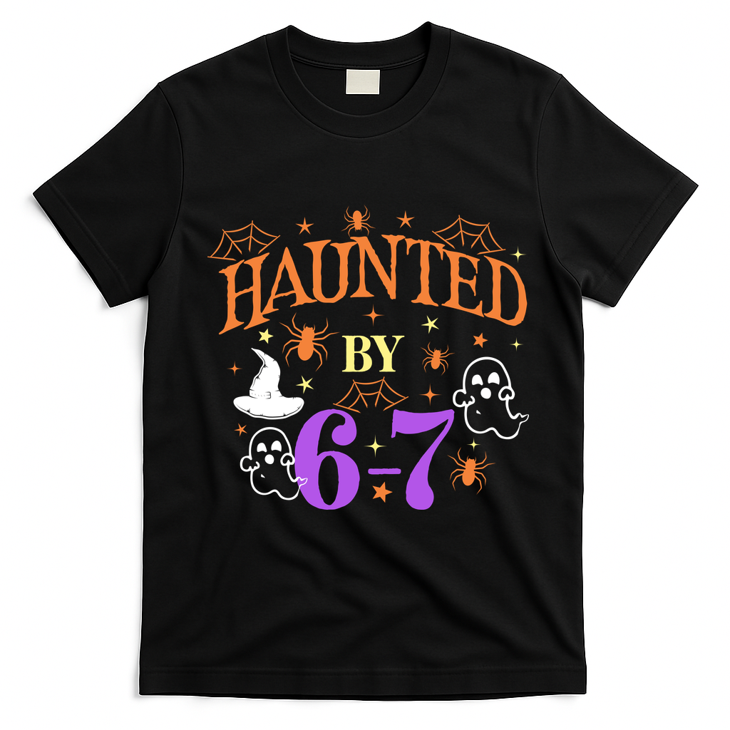 Aunted By 6-7 Halloween Math Teacher 67 Meme T-Shirt - Black
