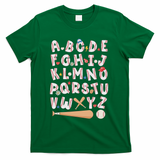 Alphabet Baseball Abcs Letters Teacher T-Shirt - Green