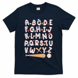 Alphabet Baseball Abcs Letters Teacher T-Shirt - Navy
