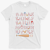 Alphabet Baseball Abcs Letters Teacher T-Shirt - White