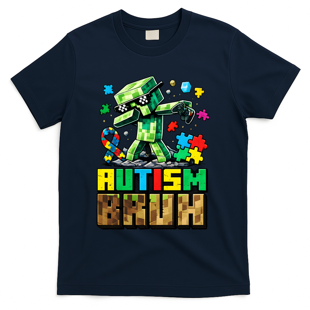 Autism Bruh Dab ASD Awareness Gameing T-Shirt - Navy