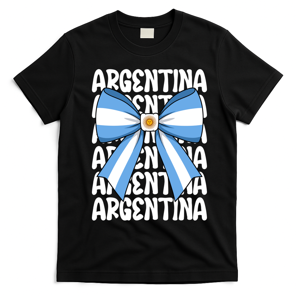 Argentina Bow Graphic Flag Colors T-Shirt - Black