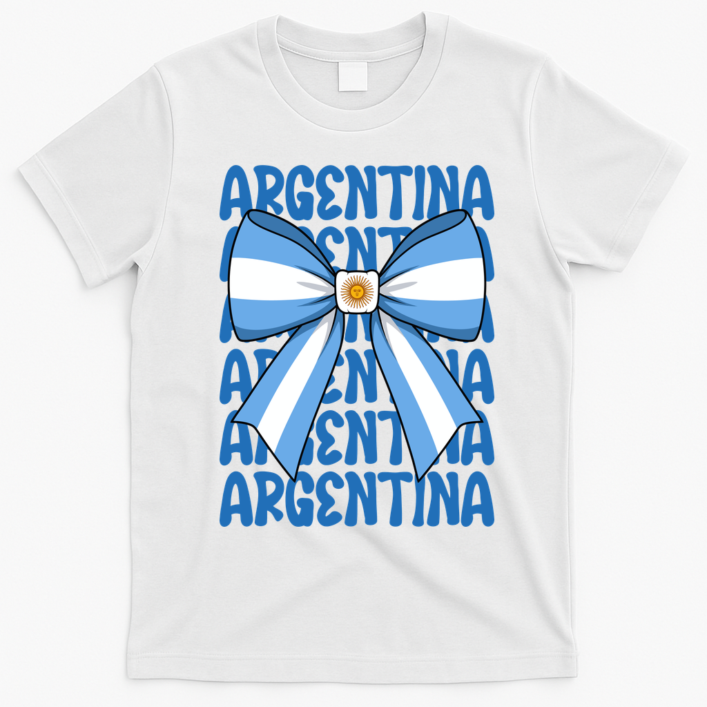 Argentina Bow Graphic Flag Colors T-Shirt - White