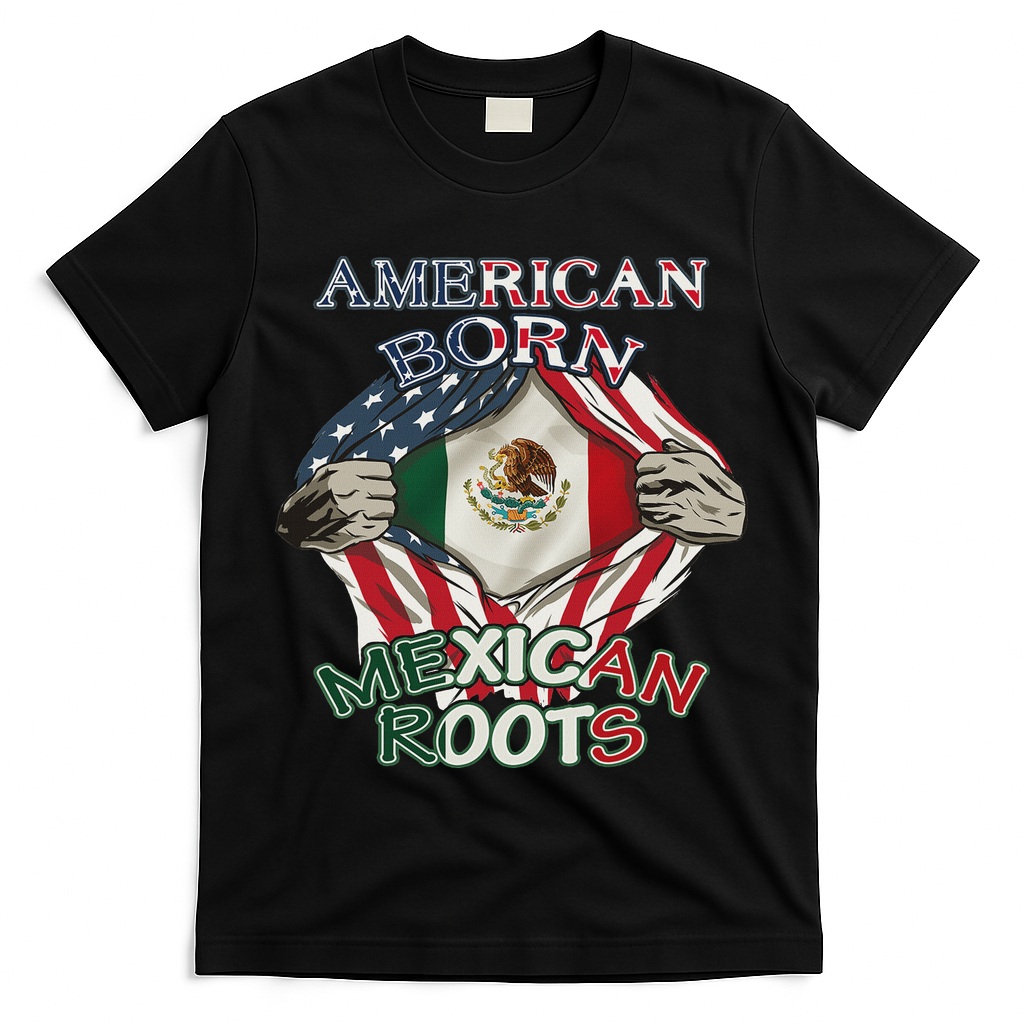 American Born Mexican Roots Flag Proud Usa Love Mexico T-Shirt