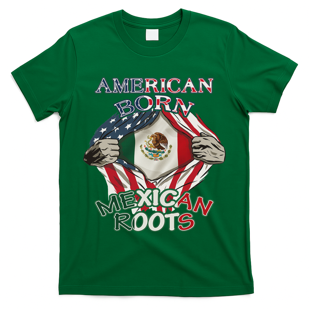 American Born Mexican Roots Flag Proud Usa Love Mexico T-Shirt