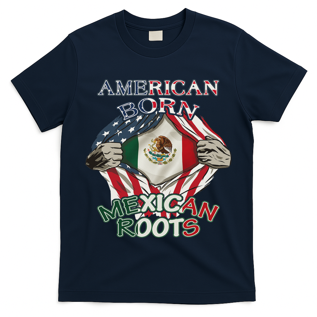 American Born Mexican Roots Flag Proud Usa Love Mexico T-Shirt